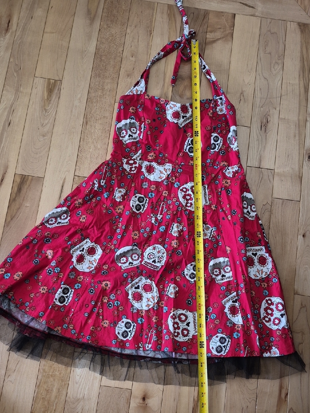 Oten Women's Size XL Red Dress With Skulls - Picture 6 of 6